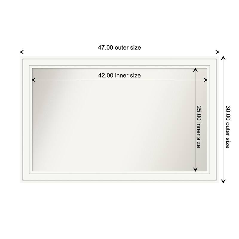 Craftsman White Framed Non-Beveled Custom Wall Mirror, Bathroom Vanity Mirror - Outer Size: 47 x 30