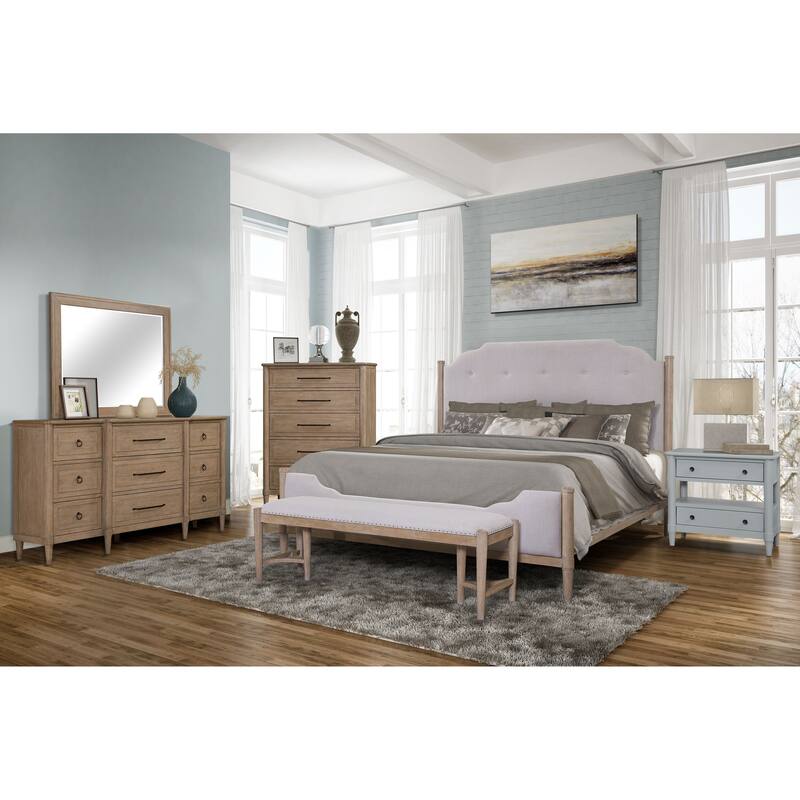 Open Nightstand Ocean Finish With 2 Drawers