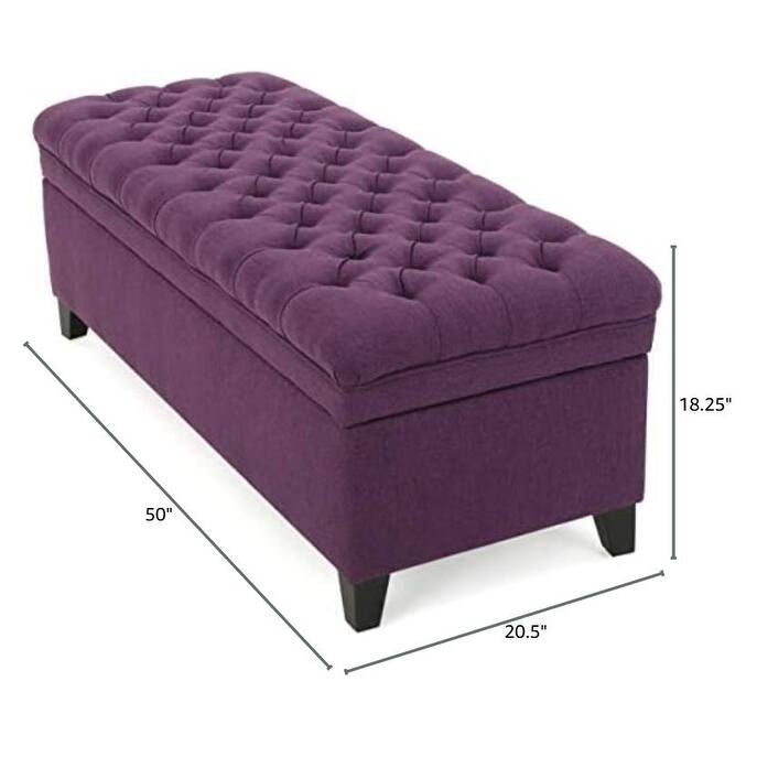 Bedroom End of Bed Bench Indoor Bench Corridor Bench with Flipping Lid, Upholstered Storage Bench with Safety Hinges