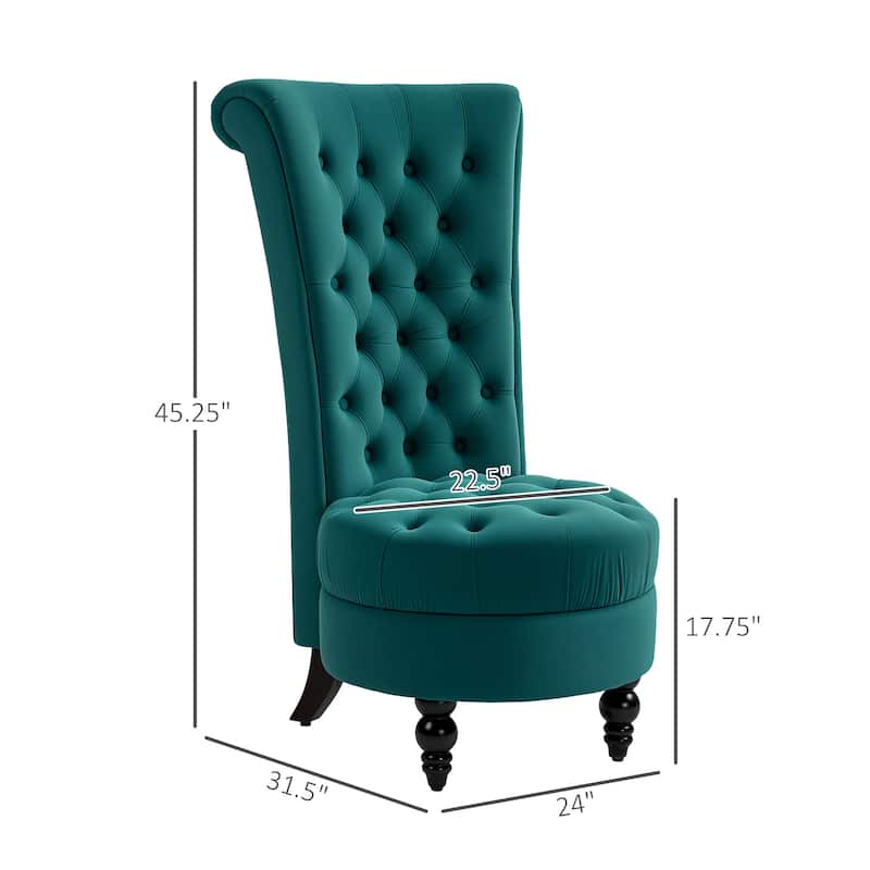 Polyester Rubber Wood High Back Chair with Tufted Seat