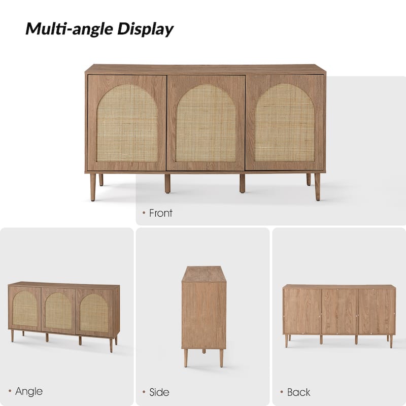 Ulysses Farmhouse Storage Rattan Sideboard with Adjustable Shelves by HULALA HOME
