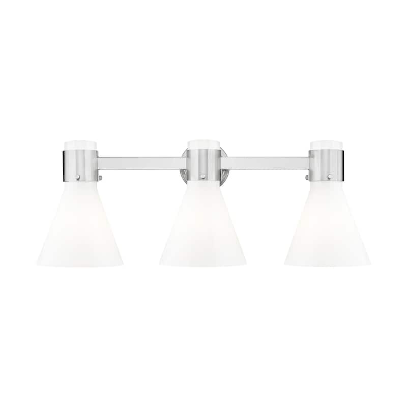 Innovations Lighting 464-3W-10-24 Lawton Cone Vanity Lawton Cone 3 - Satin Nickel / Gloss White