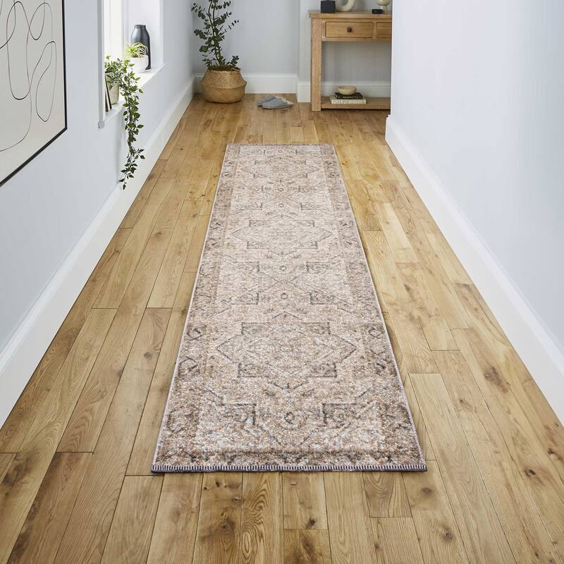 JONATHAN Y Retro Vintage Native American Medallion Machine-Washable Cream/Brown Area Rug