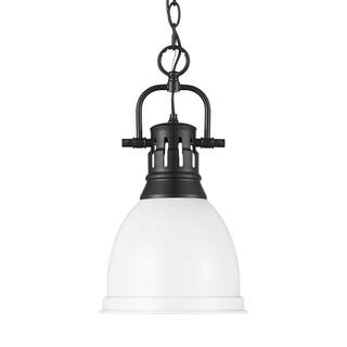 Yep by Golden Lighting Duncan 1-light 9in Chain Hung Pendant in Matte Black and Matte White shade