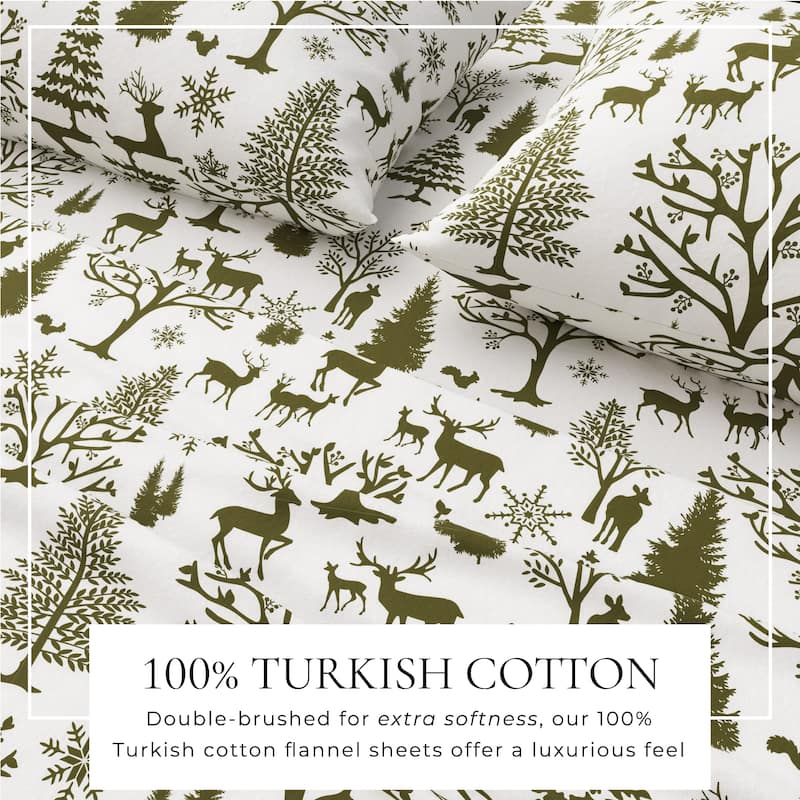 Linery & Co. Winter Turkish Cotton Double-Brushed Flannel Bed Sheet Set