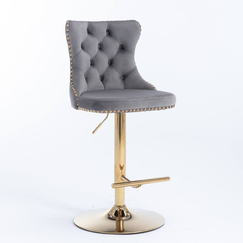 Modern Upholstered Bar Stools with Backs Comfortable Tufted for Home Pub and Kitchen Island,Set of 2