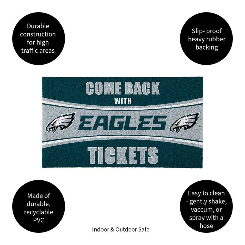 Philadelphia Eagles 28 in. x 16 in. PVC "Come Back With Tickets" Trapper Door Mat