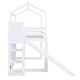 preview thumbnail 16 of 16, Wood House Loft Bed with Slide,Storage Shelves,Climbing Ramp and Light