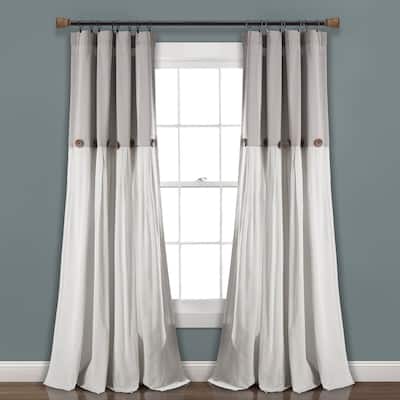 Lush Decor Linen Button New Window Curtain Single Panel - 108" x 40"