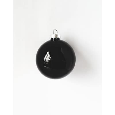 12ct Black Shiny Glass Christmas Ball Ornaments 2.75" (70mm)