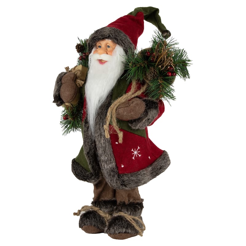 16" Country Santa Claus with Snowflake Jacket Christmas Figure