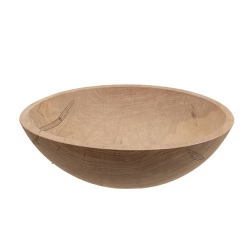 Sand Wooden Bowl Beech Wood Serving Bowl Handcrafted Smooth Finish Salad Snack Display - 4.5" H x 14.75"Dia