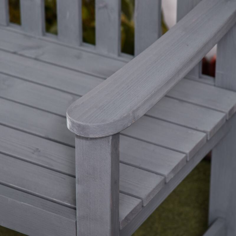 Outsunny 56" Outdoor Wood Bench, 2-Seater Wooden Garden Bench with Slatted Seat, Backrest & Arm Rests