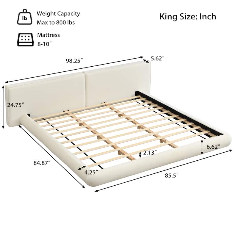 Christopher Knight Home - Lunara Modern Upholstered Floor-Hugging Platform Bed with Rounded Edges