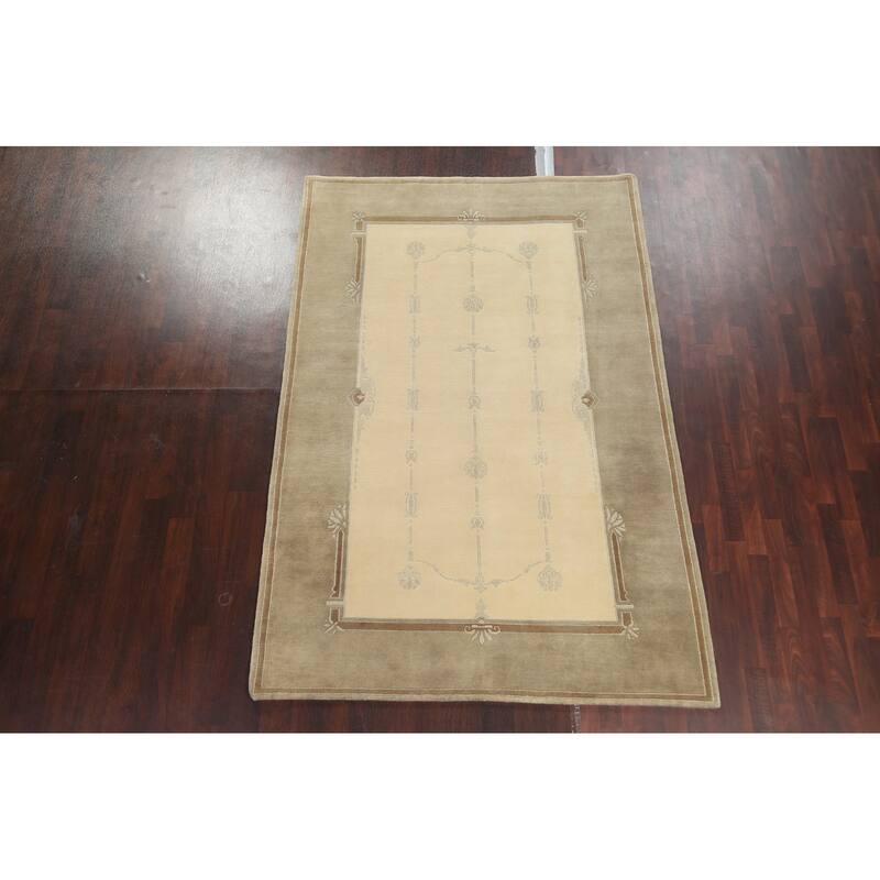 Nepalese Vegetable Dye Oriental Area Rug Wool Hand-knotted Carpet - 6'1" x 9'0"