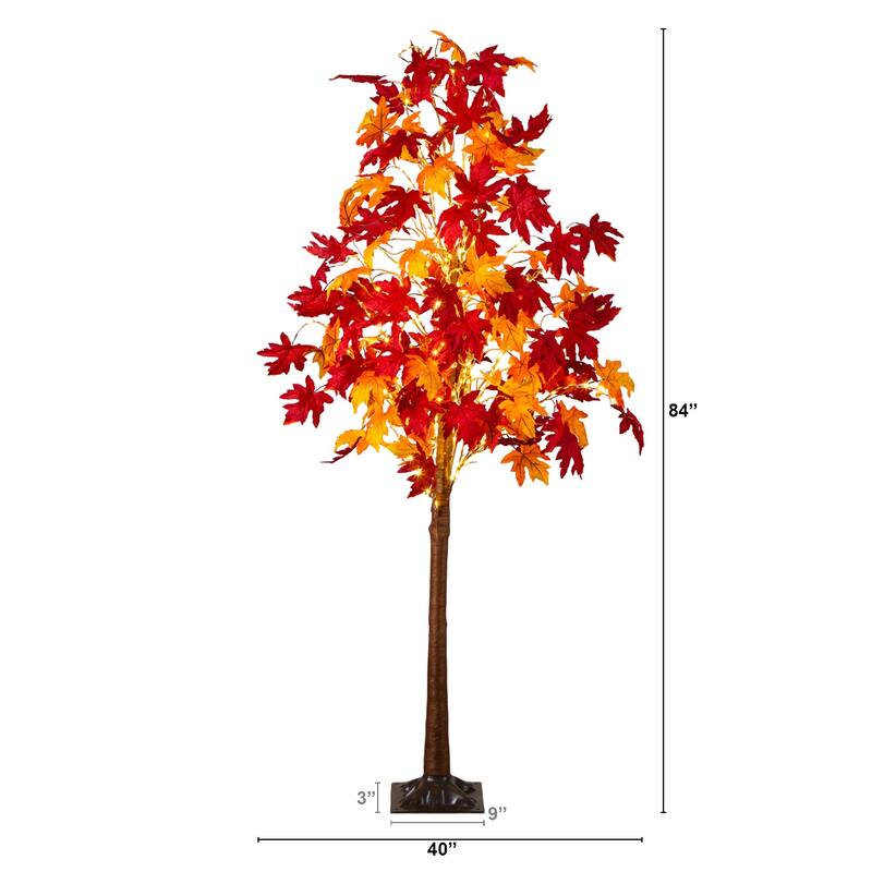Pre-Lit Weeping Maple Fall Harvest Artificial Tree - 7' - Warm White LED Lights