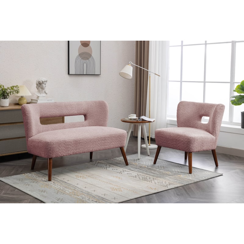Porthos Home Hayle Sherpa Fabric Slipper Accent Chair with Rubberwood Legs