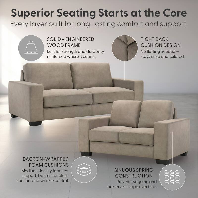 Yvonne Modern Sofa, Loveseat, Living Room Set, Upholstered Couch with Removable Cushions