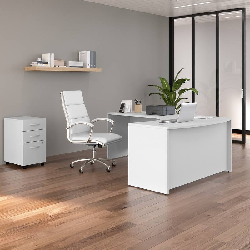 Studio C 60W Left Hand L Desk with Drawers by Bush Business Furniture - White