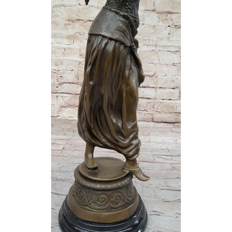 Tambourine Dancer Girl Bronze Sculpture Musical Decor Figure By M.C. Bouay