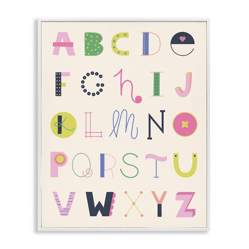 Stupell Eclectic Alphabet Letters Framed Giclee Art Design By Sazerelli Designs - 11 x 14 - White