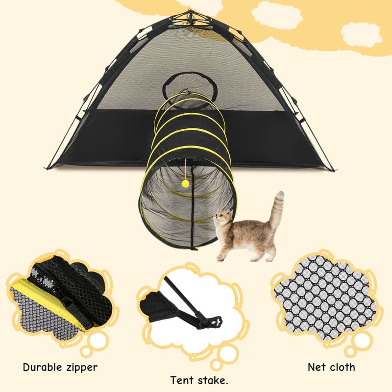 Outdoor Cat Play Tent with Tunnel