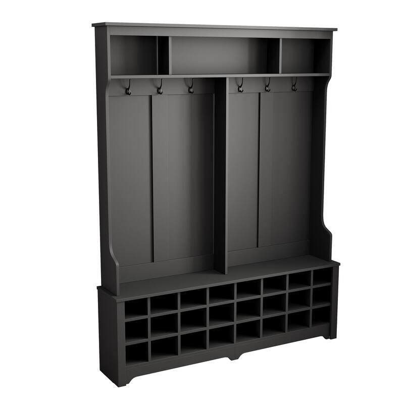 Hall Tree with Storage Space and 24 Shoe Cubbies