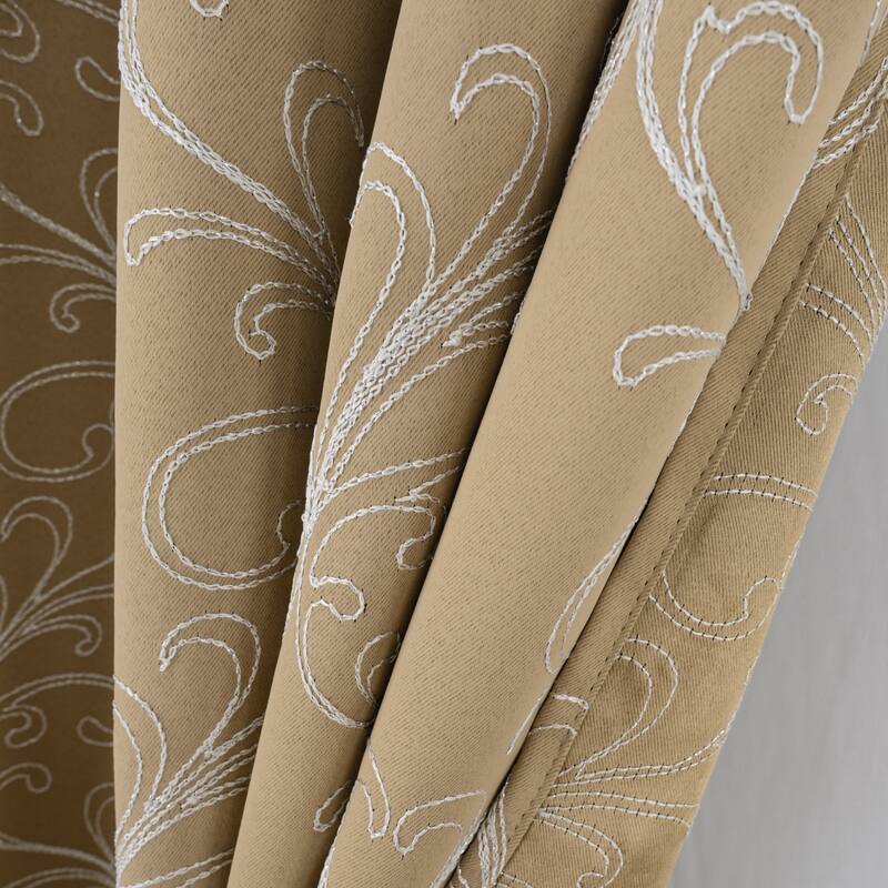 Kimber Embroidered Privacy Window Curtain Panel 84" or 90"