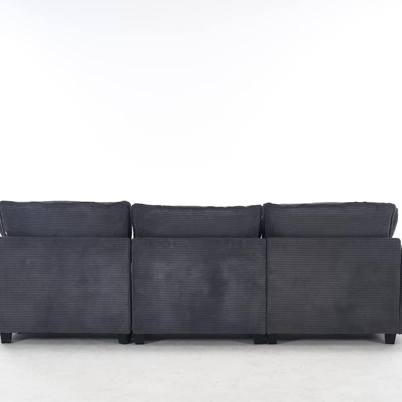 102" Velvet U-Shaped Sectional Sofa with Ottoman & Lumbar Pillows
