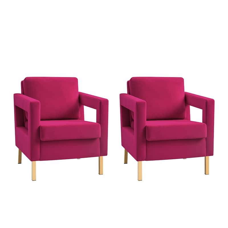 Valentina Modern Upholstered Accent Armchair with Gold Legs Set of 2 by HULALA HOME