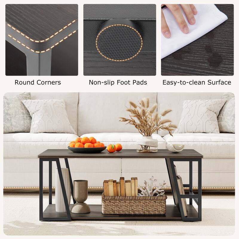 Gymax 40'' Coffee Table & 2-Tier Modern Farmhouse Center Table