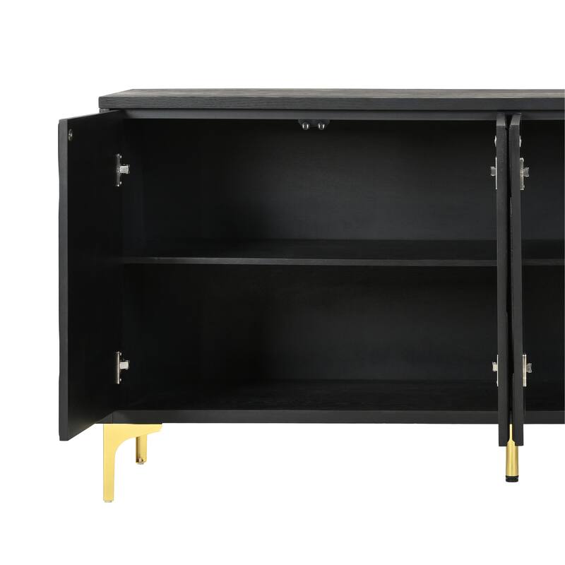 Modern Carved Sideboard Buffet Cabinet with Handleless Push-Open Design, for Living Room, Bedroom and Dining Room