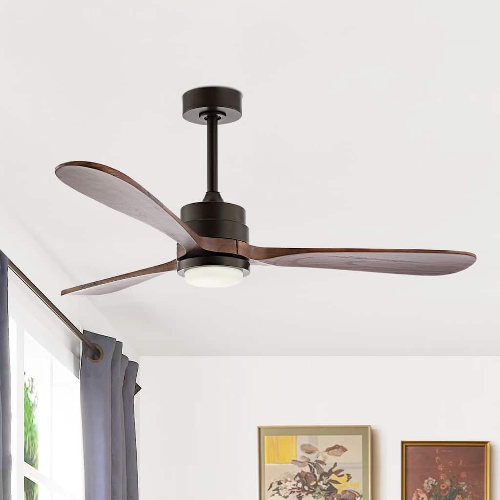 GetLedel 52" Solid Wood 3-Blade LED Ceiling Fan with Remote and Light
