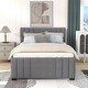 preview thumbnail 3 of 13, Full Size Upholstered Platform Bed with Trundle, Linen Upholstery, Tufted Headboard, Sturdy Frame
