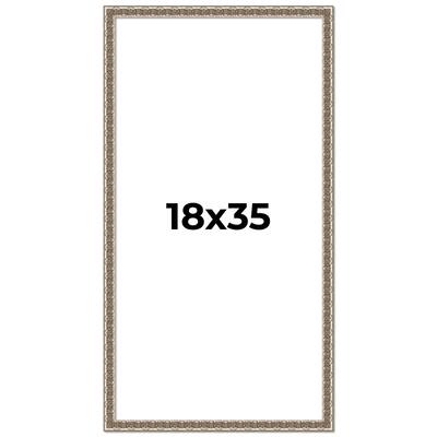 18x35 Frame Silver Versailles Ornate Solid Wood Picture Frame | 1 Inch