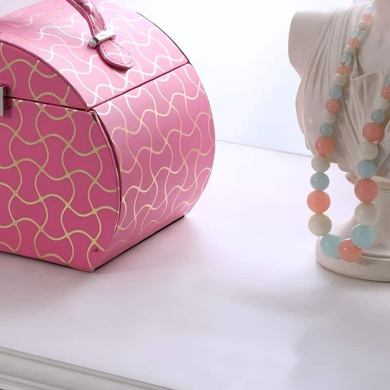 8.8" Long Travel Jewelry Organizer Case, Hot Pink