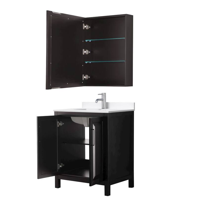 Daria 30-inch Single Vanity, Single Hole Quartz Top, Med Cabinet