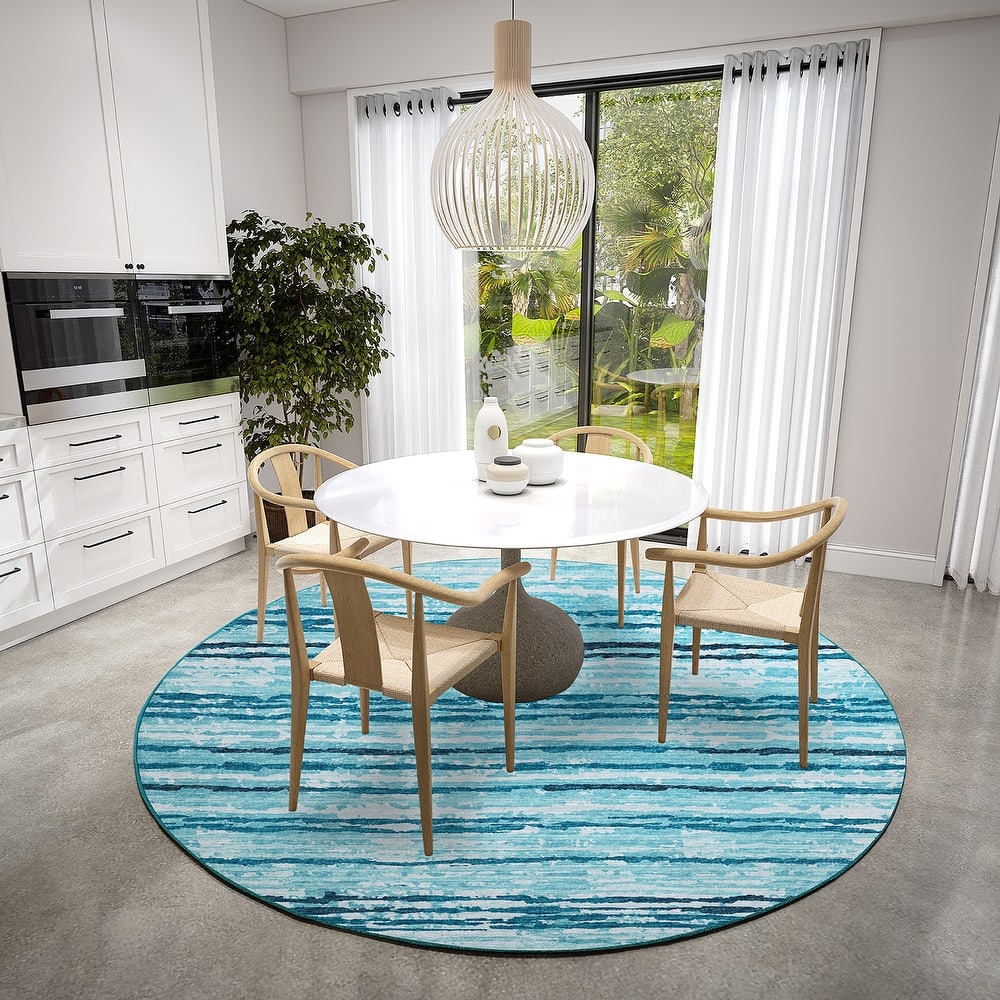 Indoor/ Outdoor Bravado Abstract Striped Baja Washable Area Rug