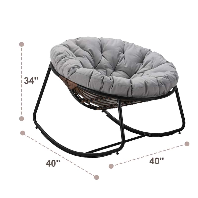 Outdoor Rocking Chair With Polyester Padded Cushion