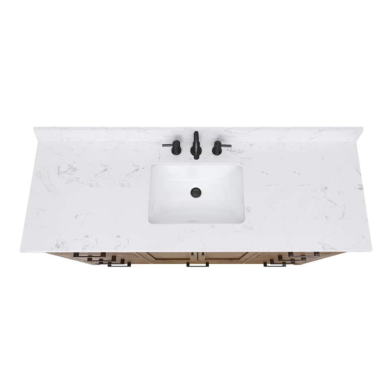 Avanity Modero 61 in. Single Vanity Combo in Matte Black finish and Cala White Engineered Stone Top