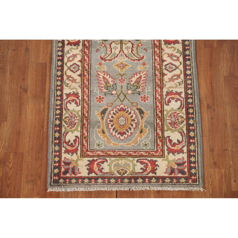 Floral Kazak Runner Rug Hand-Knotted Wool Carpet - 2'2" x 5'7"