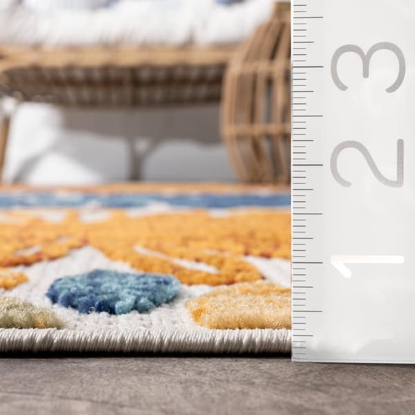 dimension image slide 1 of 3, Nuloom Ronda Bold Floral Indoor/Outdoor Area Rug