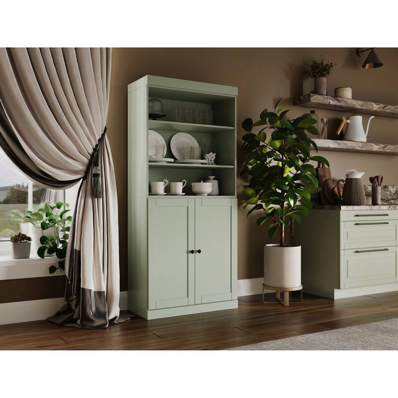 Palace Imports 100% Solid Wood 32" Pantry Cabinet with Shaker Doors and Adjustable Shelves - Sage