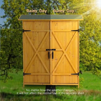 56"L x 19.5"W x 64"H Outdoor Storage Shed with Lockable Door, Wooden Tool Storage Shed