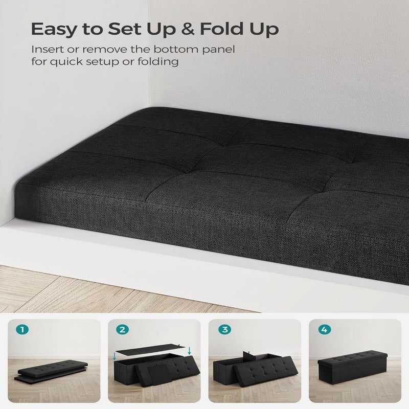 43 Inches Folding Storage Ottoman Bench