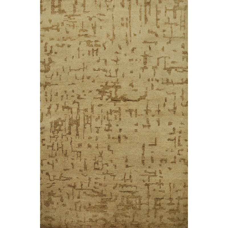 Hand Knotted Oriental 100% Wool Carpet Modern Modern Beige & Ivories Gabbeh Area Rug - 6' 6'' X 4' 8''