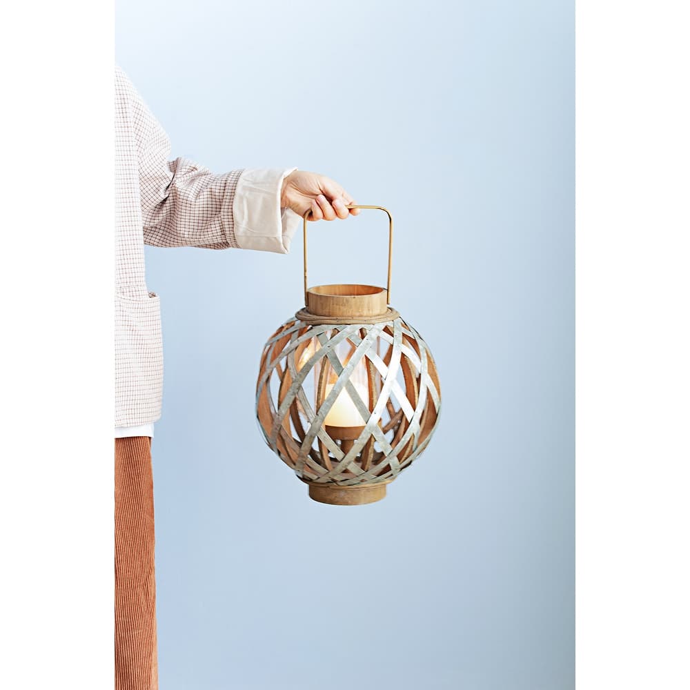 Decorative Lantern with Handle, Wooden Lantern for Indoor Outdoor, Home Garden Wedding