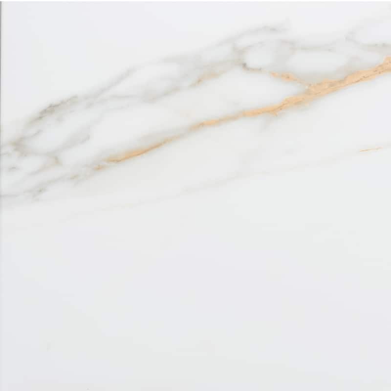Chronos 13x13 White/ Gold Matte Marble Look Porcelain Tile - Floor, Wall