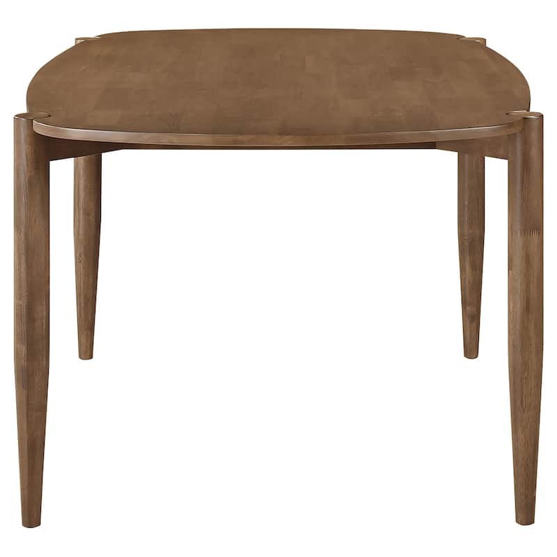 Dora Dining Table, 63 Inch Oval Top, Tapered Legs, Walnut Brown Solid Wood