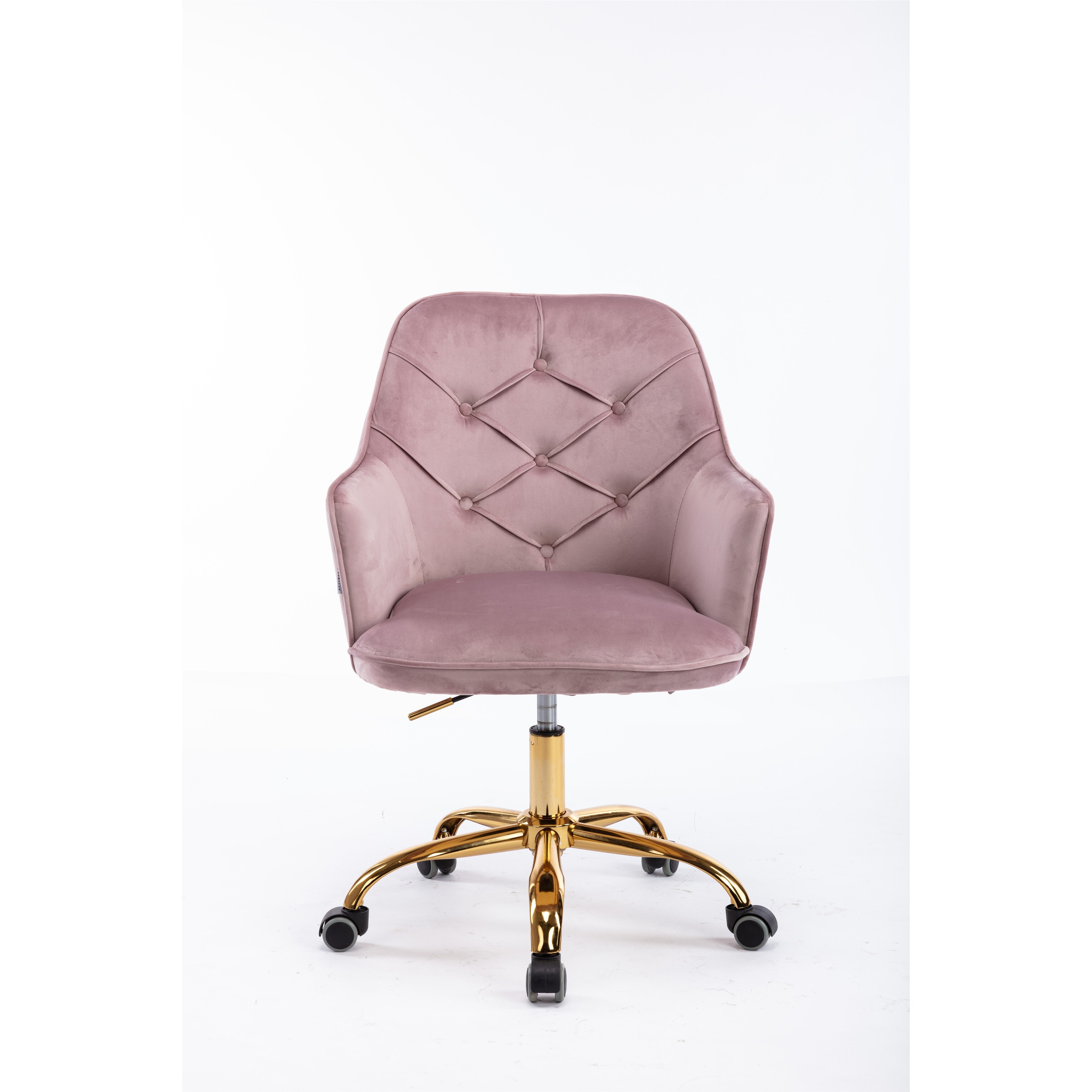 Light Pink Velvet Shell Chair Swivel Lift Chairs Button Tufted